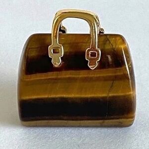 1pc Beads for Jewelry #16755 Tiger Eye Stone Purse Pendant